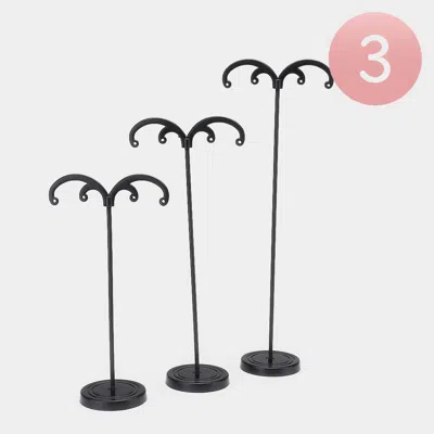Fashnzfab 3pcs - T Bar Iron Earring Display Stands Holder Organizer In Black