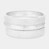 Fashnzfab 3pcs - Textured Metal Multi Layered Bangle Bracelets In Multi