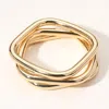 Fashnzfab 3pcs - Two Tone Metal Square Bangle Bracelet In Gold