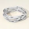 Fashnzfab 3pcs - Two Tone Metal Square Bangle Bracelet Rhodium In Multi