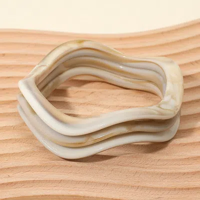 Fashnzfab 3pcs - Wavy Resin Multi Layered Bangle Bracelets