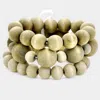 Fashnzfab 3pcs - Wood Ball Ribbon Stretchable Bracelets In Gray
