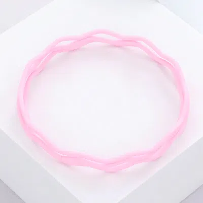 Fashnzfab 3pcs - Zigzag Chevron Wavy Bangle Bracelets In Pink