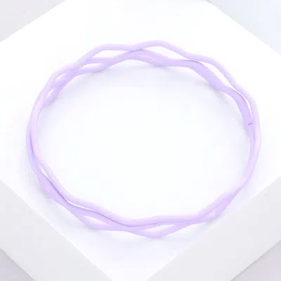 Fashnzfab 3pcs - Zigzag Chevron Wavy Bangle Bracelets In Purple