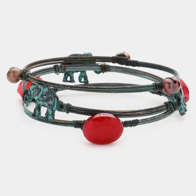 Fashnzfab 3pcs- Vintage Elephant Bracelets In Multi