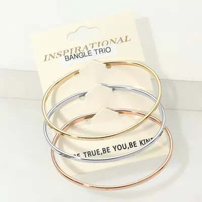 Fashnzfab 3pcs - Be True Be You Be Kind Inspirational Message Trio Bangle Bracelets In Multi