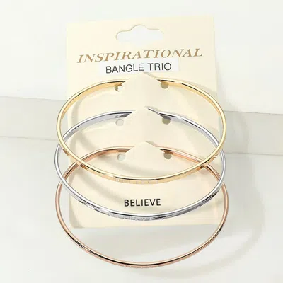 Fashnzfab 3pcs - Believe Inspirational Message Trio Bangle Bracelets In Multi