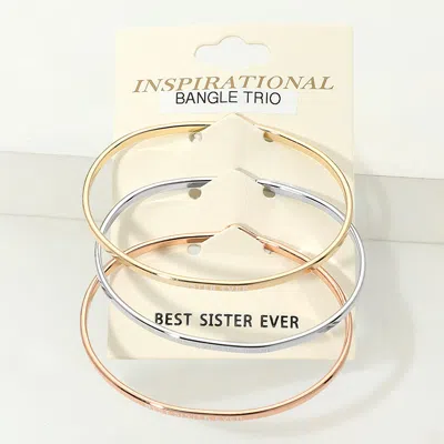 Fashnzfab 3pcs - Best Sister Ever Inspirational Message Trio Bangle Bracelets In Multi