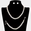 Fashnzfab 3pcs Braided Chain Pearl Necklace Jewelry Set In Multi