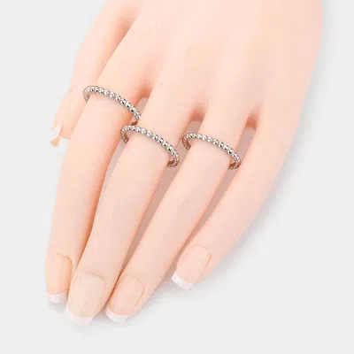 Fashnzfab 3pcs - Brass Metal Ball Rings In Metallic