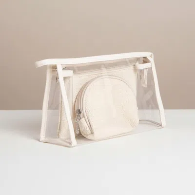 Fashnzfab 3pcs - Checkered Clear Travel Cosmetic Pouch Bag Set In Multi
