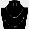 Fashnzfab 3pcs Crystal Detail Pearl Necklace Jewelry Set In Black