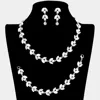 Fashnzfab 3pcs Crystal Rhinestone Pearl Leaf Cluster Necklace Set In Multi
