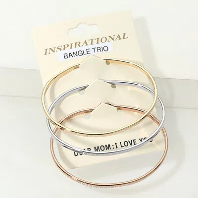 Fashnzfab 3pcs - Dear Mom I Love You Inspirational Message Trio Bangle Bracelets In Multi