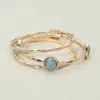 Fashnzfab 3pcs - Disc Accent Multi Layered Bangle Bracelet In Blue