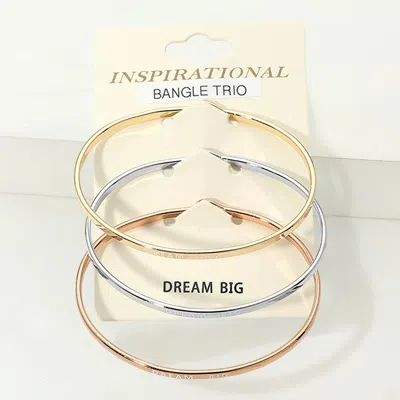 Fashnzfab 3pcs - Dream Big Inspirational Message Trio Bangle Bracelets In Transparent