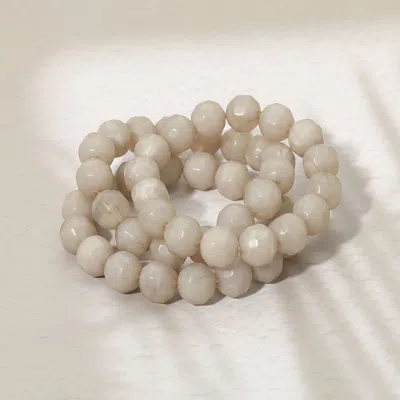 Fashnzfab 3pcs - Faceted Beaded Stretch Multi Layered Bracelets In Gray