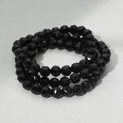 Fashnzfab 3pcs - Faceted Beaded Stretch Multi Layered Bracelets In Pink