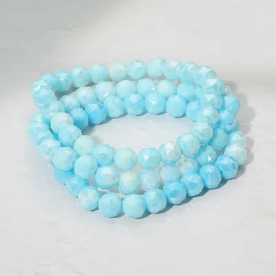 Fashnzfab 3pcs - Faceted Beaded Stretch Multi Layered Bracelets In Pink