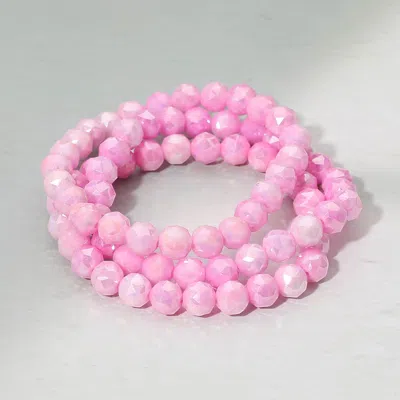 Fashnzfab 3pcs - Faceted Beaded Stretch Multi Layered Bracelets In Purple