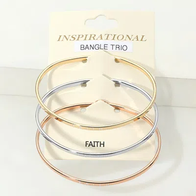 Fashnzfab 3pcs - Faith Inspirational Message Trio Bangle Bracelets In Multi