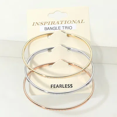 Fashnzfab 3pcs - Fearless Inspirational Message Trio Bangle Bracelets In Multi