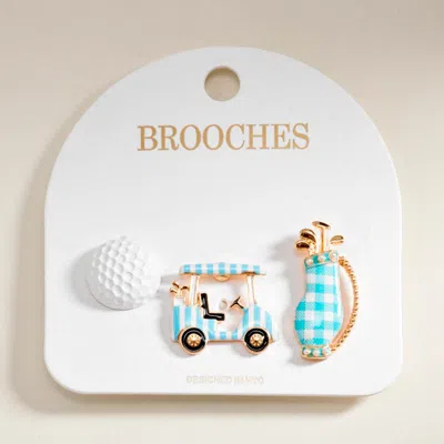 Fashnzfab 3pcs - Golf Ball Cart Bag Pin Brooch Set In Multi