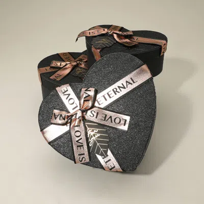 Fashnzfab 3pcs - Heart Shaped Love Message Ribbon Gift Box Set