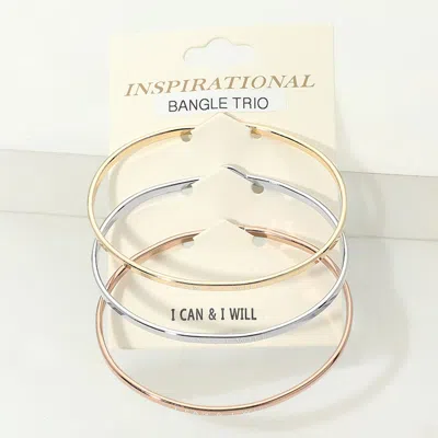 Fashnzfab 3pcs - I Can And I Will Inspirational Message Trio Bangle Bracelets In Multi