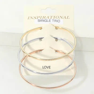 Fashnzfab 3pcs - Love Inspirational Message Trio Bangle Bracelets In Multi