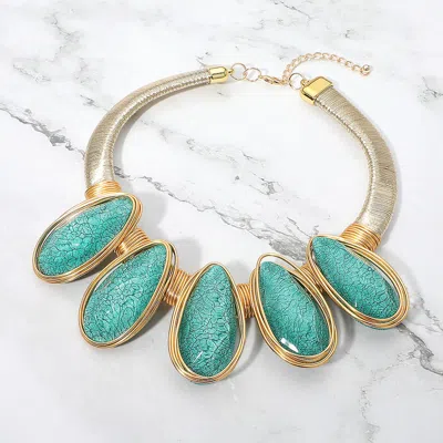 Fashnzfab 3pcs - Minimalist Polished Metal Stackable Multi Layered Square Bangle Bracelets In Green