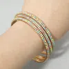 Fashnzfab 3pcs - Rhinestone Pave Stackable Multi Layered Bangle Bracelets In Multi