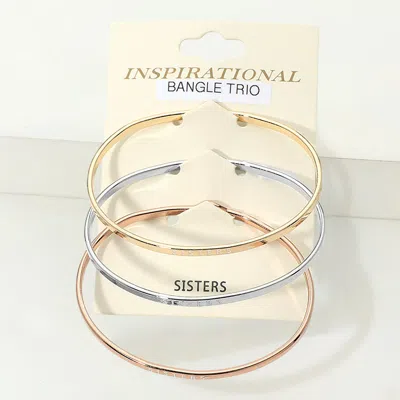 Fashnzfab 3pcs - Sisters Inspirational Message Trio Bangle Bracelets In Multi