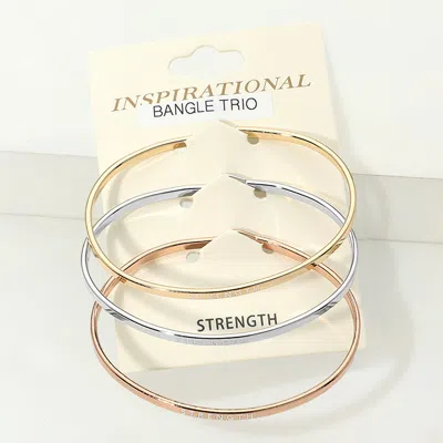 Fashnzfab 3pcs - Hope Inspirational Message Trio Bangle Bracelets In Gold