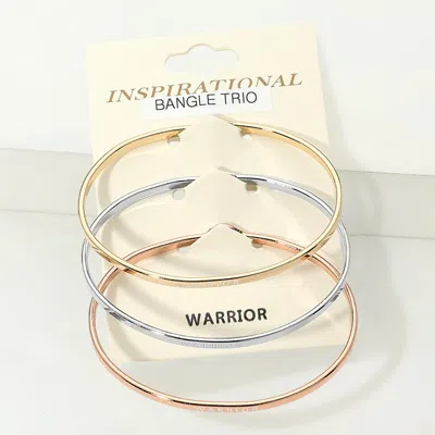 Fashnzfab 3pcs - Warrior Inspirational Message Trio Bangle Bracelets In Multi
