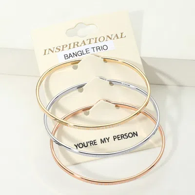 Fashnzfab 3pcs - Youre My Person Inspirational Message Trio Bangle Bracelets In Multi