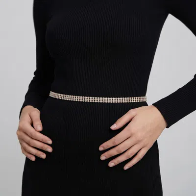 Fashnzfab 3-row Rhinestone Waist Chain Belt In Gold