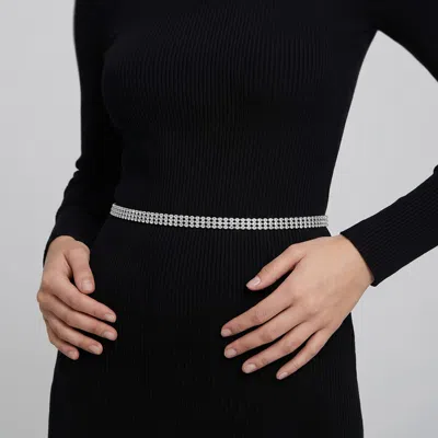 Fashnzfab 3-row Rhinestone Waist Chain Belt In Metallic