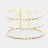 Fashnzfab 3row Split Layer Round Crystal Detail Cuff Evening Bracelet Ab, Gold In Multi