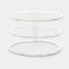 Fashnzfab 3row Split Layer Round Crystal Detail Cuff Evening Bracelet Ab, Silver In Multi