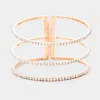 Fashnzfab 3row Split Layer Round Crystal Detail Cuff Evening Bracelet Clear, Rose Gold In Multi