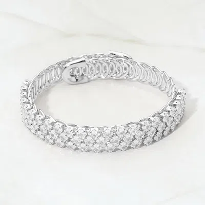 Fashnzfab 3-row Square Cz Embellished Adjustable Evening Bracelet In Multi