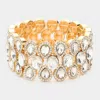 Fashnzfab 3rows Glass Crystal Stretch Evening Bracelet Gold In Gold