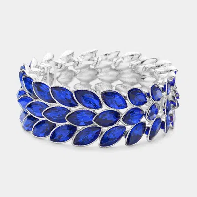 Fashnzfab 3rows Marquise Stone Cluster Stretch Evening Bracelet In Multi