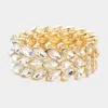 Fashnzfab 3rows Marquise Stone Cluster Stretch Evening Bracelet Clear, Gold In Multi