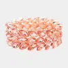 Fashnzfab 3rows Marquise Stone Cluster Stretch Evening Bracelet Peach In Pink