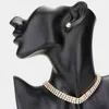Fashnzfab 3rows Rhinestone Choker Necklace In Gold