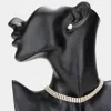 Fashnzfab 3rows Rhinestone Choker Necklace In Metallic