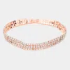 Fashnzfab 3rows Rhinestone Evening Bracelet Clear, Rose Gold In Multi