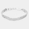 Fashnzfab 3rows Rhinestone Evening Bracelet Clear, Silver In Multi